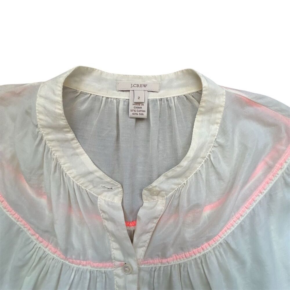 J. Crew Women's Ivory Blouse Size 2 Short Sleeve Casual Top - Picture 8 of 8